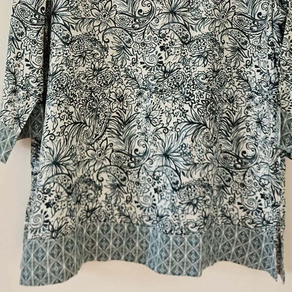 Sigrid Olsen Womens Tunic top XL Linen Floral Boho Beach Resort Lightweight - Picture 3 of 8